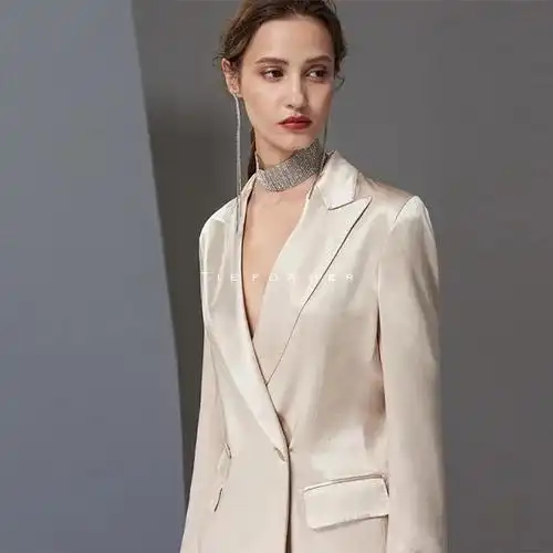 tf178 香槟色真丝西装