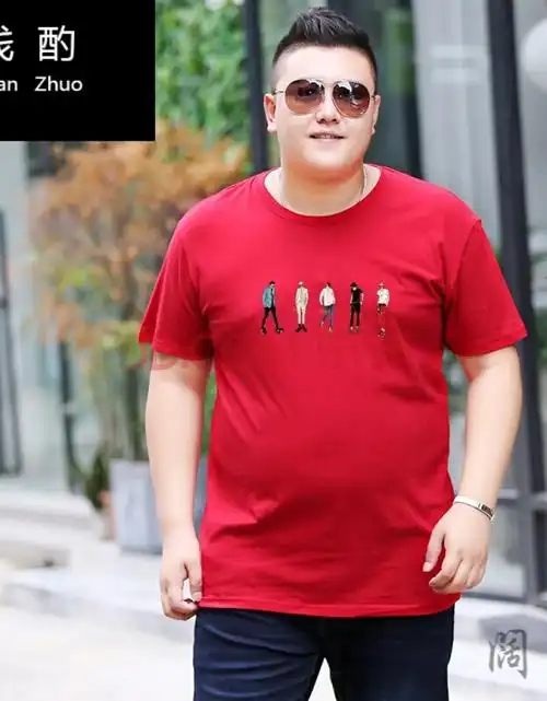 胖子宽松体恤超大码胖人半袖上衣t桖小衫秋 五人酒红 xl 150斤左右