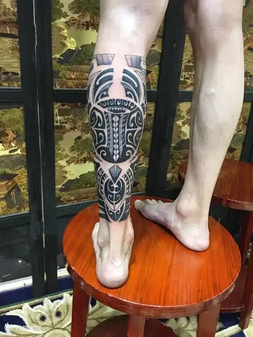 包腿图腾_纹身图案手稿图片_黄守昭的纹身作品集