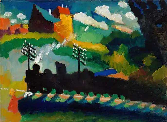瓦西里·康定斯基(wassily kandinsky,俄罗斯画家)作品-穆尔瑙附近的