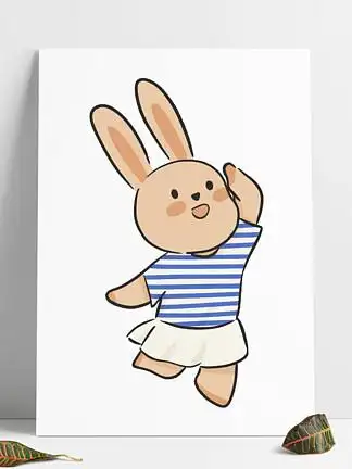 i>卡 /i> i>通 /i>可爱插画穿裙子的小兔子踮脚眺望 i>远 /i> i>方