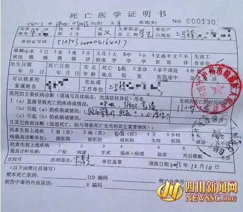 医院出具死亡证明.