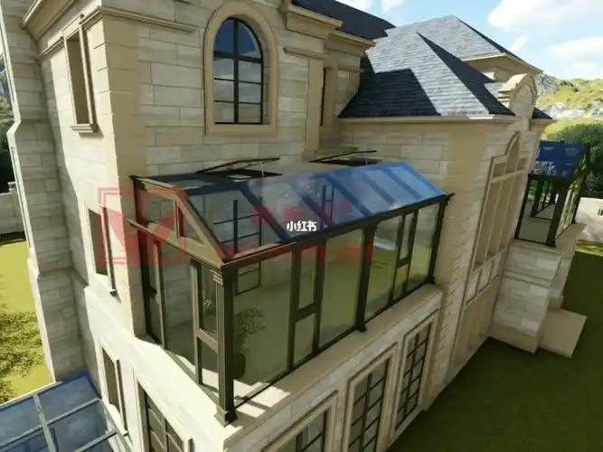 精美二层露台阳光房大斜坡设计简约大气