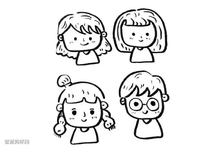 一组关于人物的可爱风简笔画图片