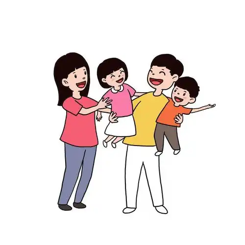 快乐的卡通一家四口手绘插画6183732图片免抠素材