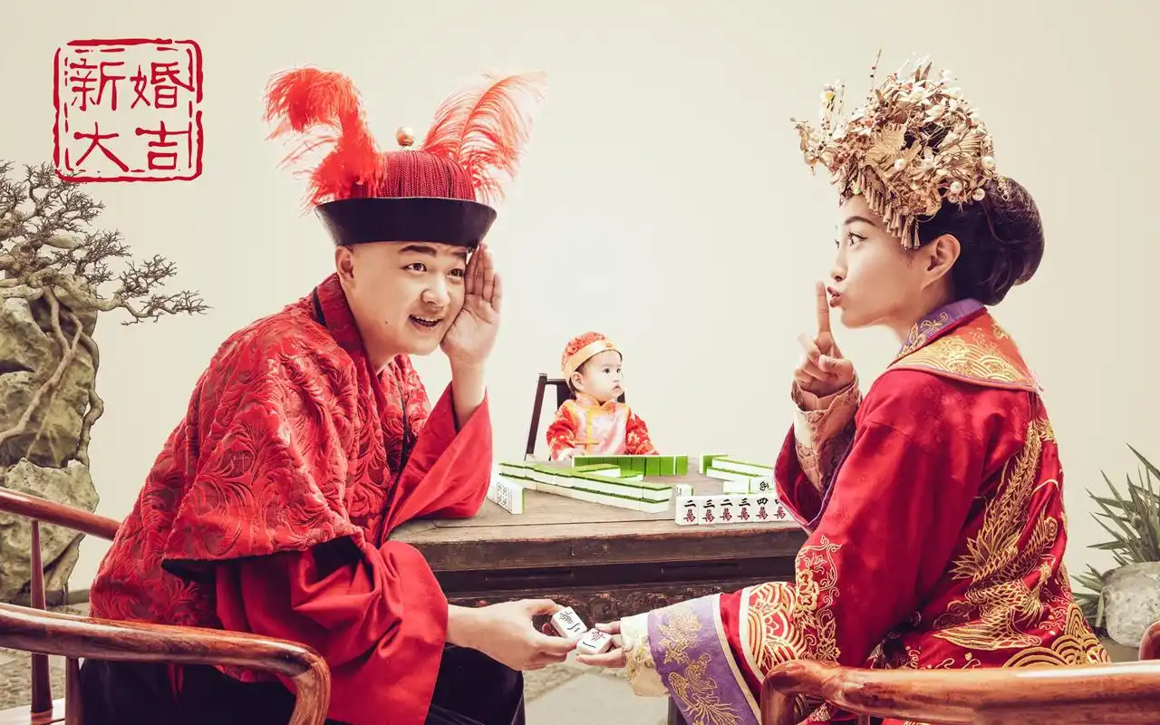 包贝尔包文婧搞怪婚纱照高清壁纸