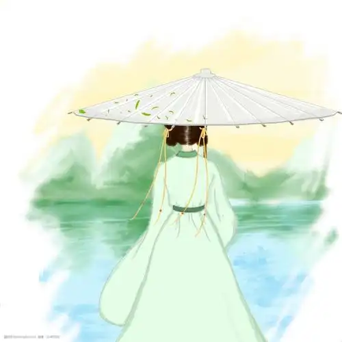 古风谷雨撑伞女孩