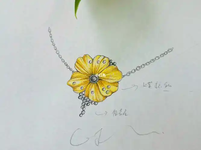 珠宝设计手绘定制花朵项链