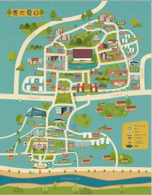 绝美手绘地图,带你畅游贵大!