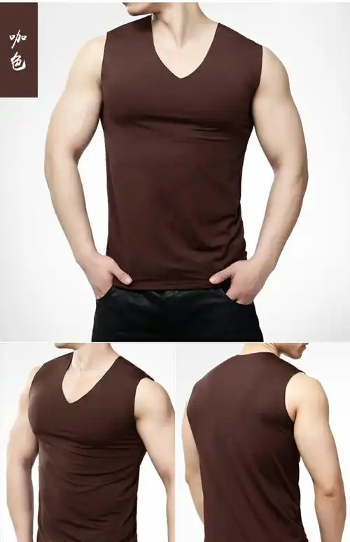 冬季无痕保暖背心男加绒青年紧身v领无袖坎肩大码薄款修身打底衫