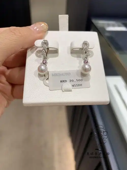 香港mikimoto御木本18k白金钻石红宝石akoya珍珠女生耳饰