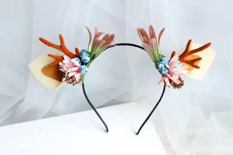 圣诞节鹿角发箍可爱猫耳朵儿童头箍表演摄影成人圣诞鹿角头饰欧美