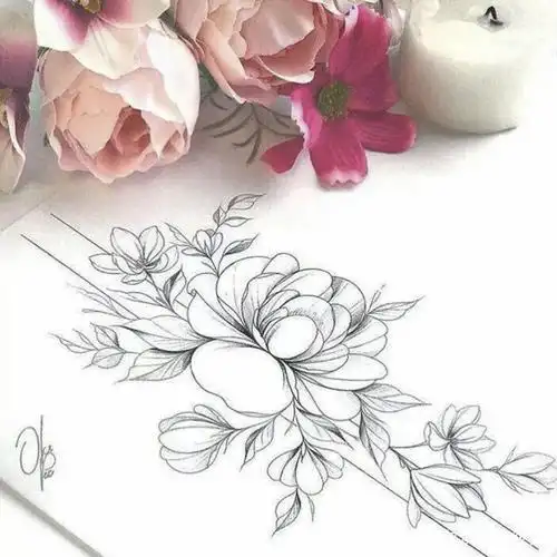 女孩子都喜欢的花纹身手稿