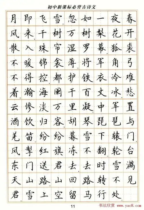 卢中南钢笔楷书字帖《初中新课标必背古诗文》(10)