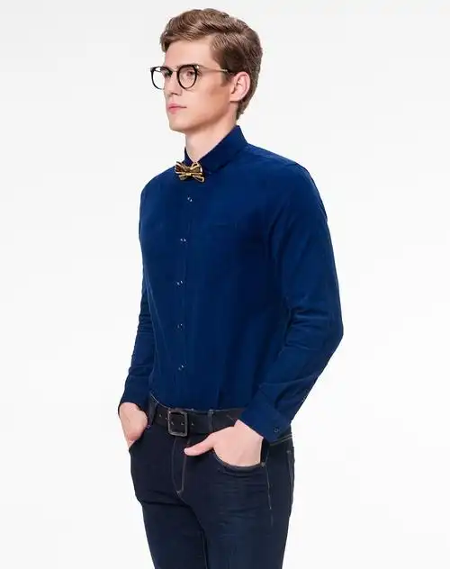 宝蓝色百搭舒适长袖衬衫