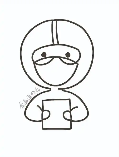 白衣天使简笔画戴口罩穿防护服一二三四年级的疫情绘画