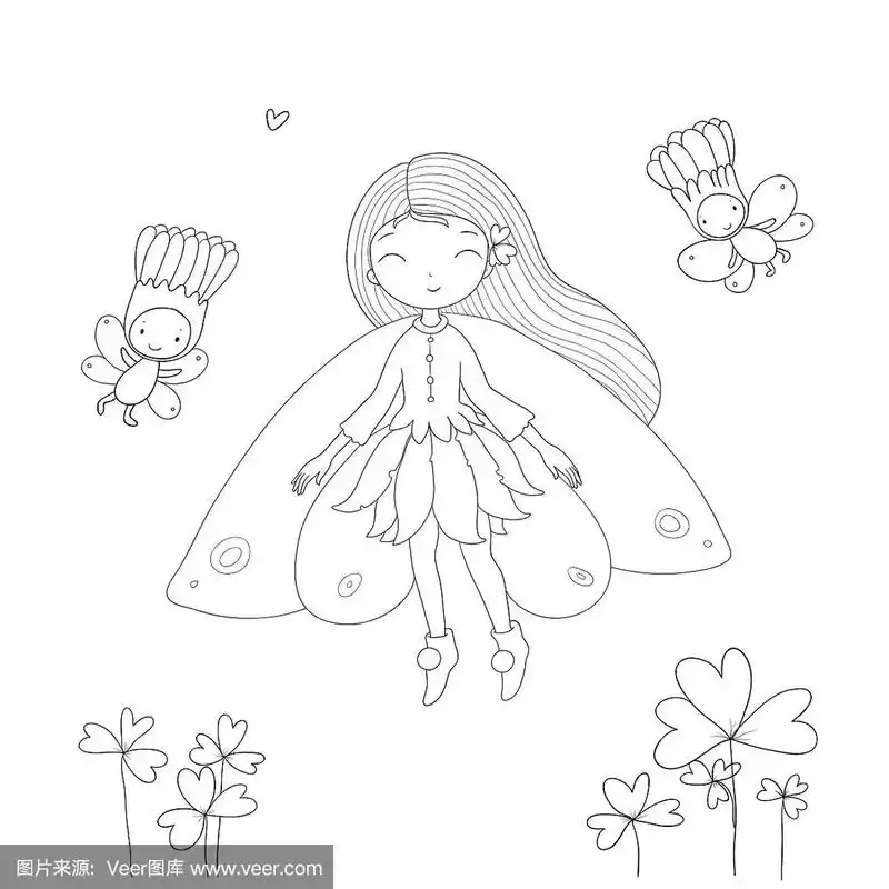 可爱的小仙女.公主和森林精灵-向量