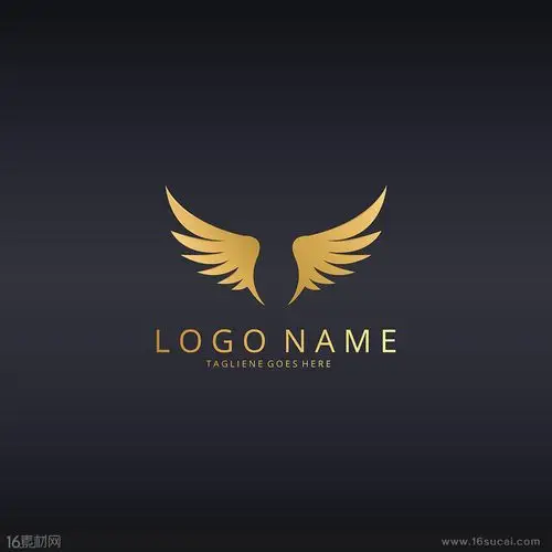 金色展开的翅膀logo矢量素材