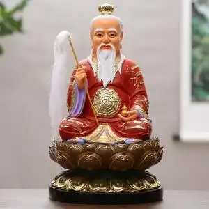 新品黄衣脂上老君神像 摆绘道德天尊 太上老祖上帝彩件t树太佛像