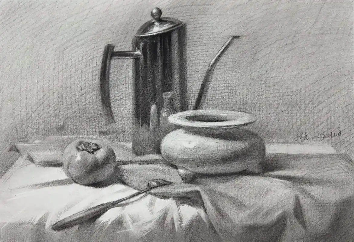 素描静物.不锈钢写生#素描静物 #画画 #一起学画画 #美术 - 抖音