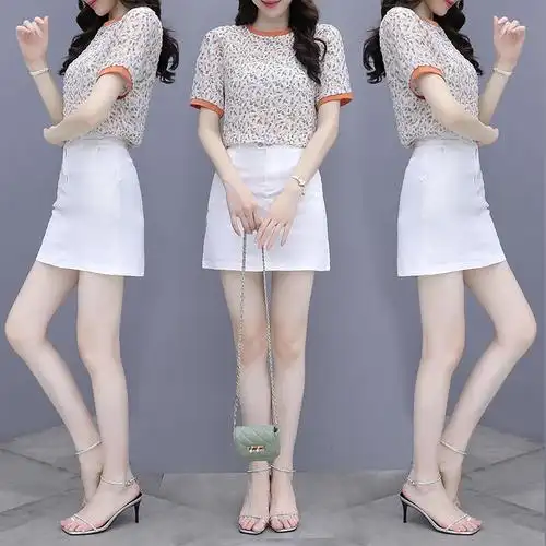 短裙套装女夏装搭配2021年新款时尚温柔气质小个子洋气减龄两件套