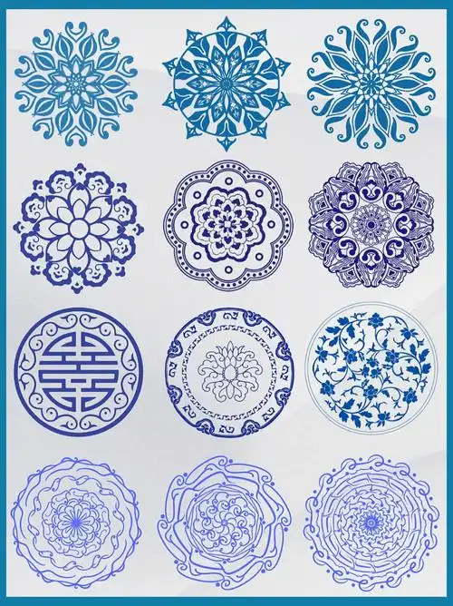 素材中国风青花瓷花纹免抠元素png天青色