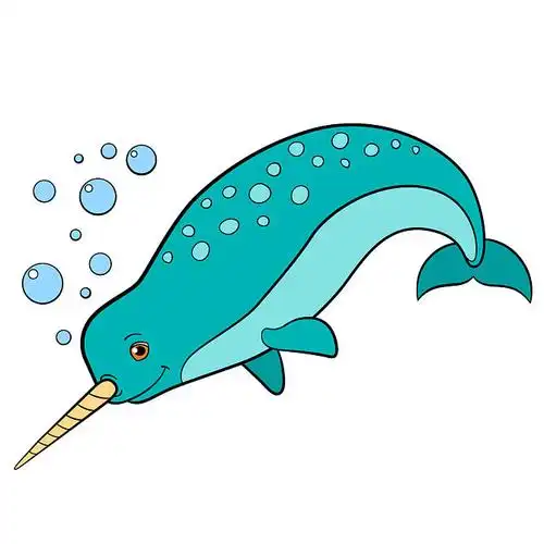 卡通,动物,小,可爱,独角鲸,微笑_高清图片_全景视觉