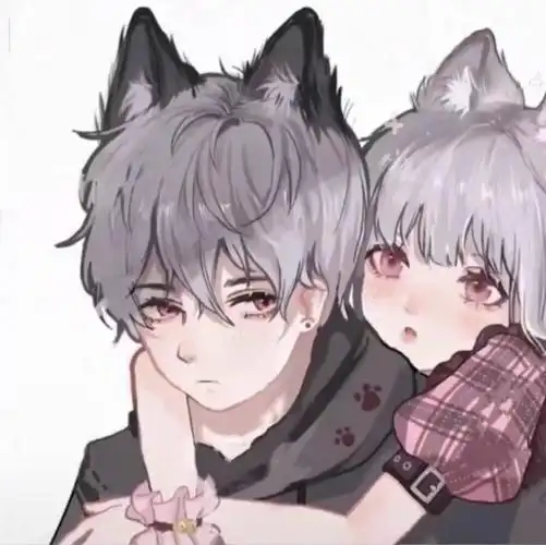 情侣头像动漫情头猫耳猫尾