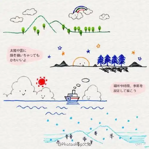 手帐手绘简笔画素材,喜欢写日记,写信的北鼻们,可以拿去收藏.