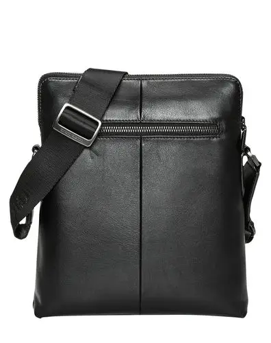 男款黑色牛皮时尚休闲斜挎包