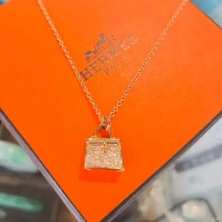 【二手95新】hermes爱马仕满钻康康玫瑰金女士女款项链