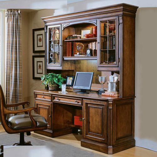 欧伦美 书柜实木 美式实木书桌书柜组合 欧式书桌带书架 别墅书桌柜实
