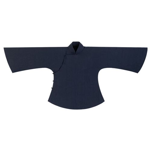 一城风絮敛尘烟丨中式立领手工盘扣倒大袖民国风复古棉袄 深蓝色亚麻