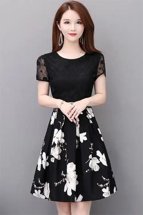 夏季新款 中年妈妈雪纺小个子高贵夏天连衣裙气质夏装40岁女30裙子