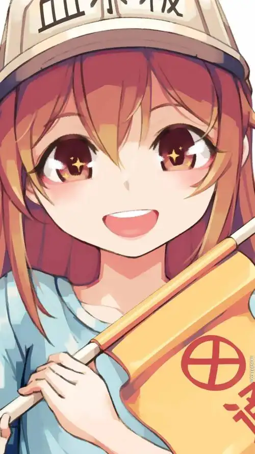 工作细胞可爱萝莉血小板手拿旗帜禁止通行手机壁纸图片(6)