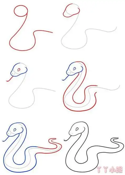 简笔画卡通动物蛇长蛇简笔画视频教程响尾蛇简笔画响尾蛇怎么画蛇简笔