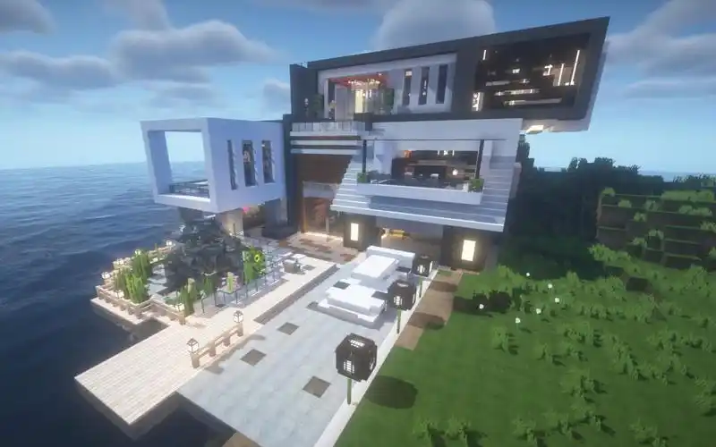 【我的世界建筑】现代海边别墅欣赏