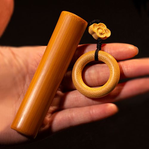 实心竹玉竹手把件文玩竹子把玩件 纯手工精磨20000目挂件红皮玉化