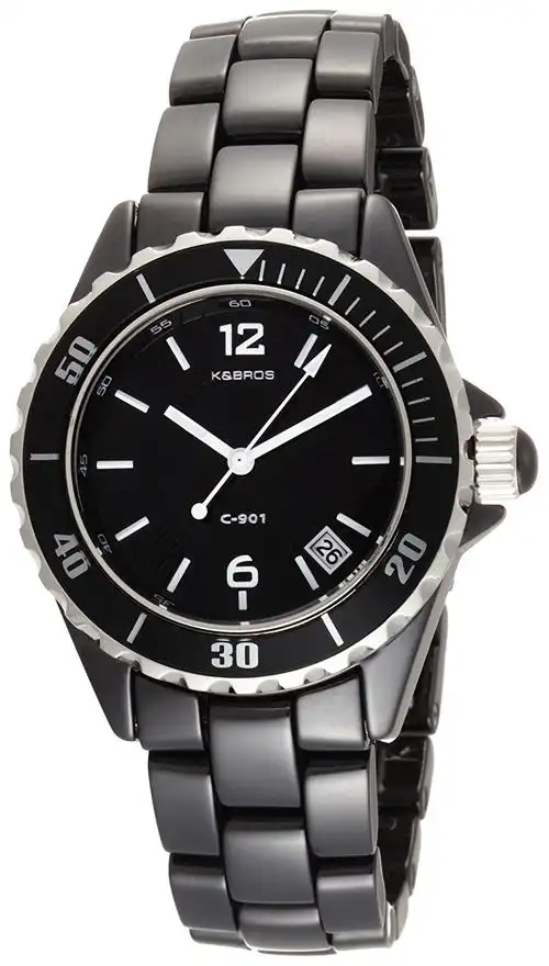 k & bros 女式9144 – 1 °c-901全陶瓷黑色手表