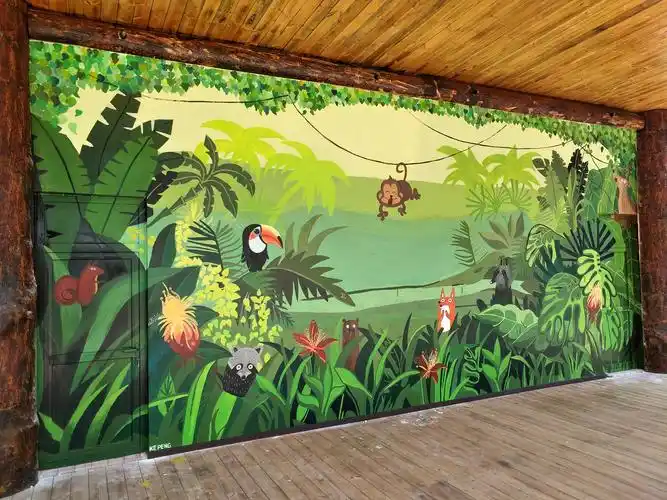 森林剧场主题舞台手绘墙|其他|墙绘/立体画|小柯手绘工作室 - 原创