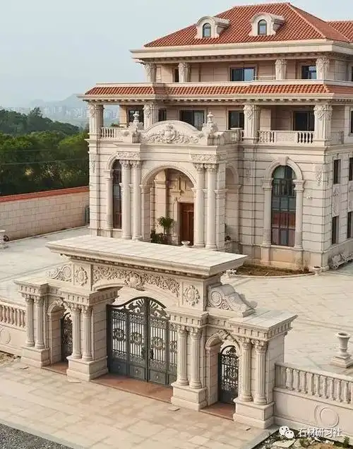 石材外墙 | 这样的独栋石材别墅才叫豪宅!