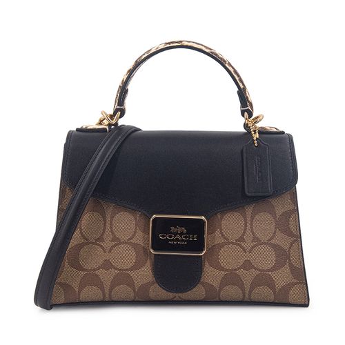 coach蔻驰女士pepper22经典老花帆布翻盖手提包斜挎包通用款女包