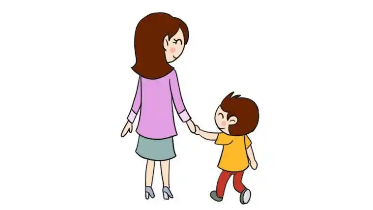 大人牵小孩的简笔画