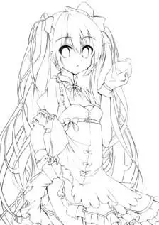 二次元女孩初音简笔画