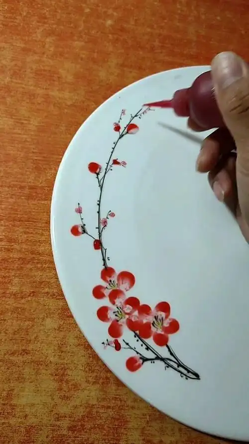 果酱画小盘头最简单的梅花手法.