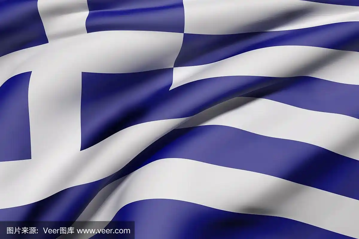 希腊国旗挥舞着