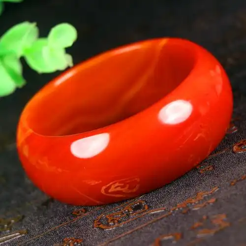 玉手镯巴西红玛瑙手镯女红色玉镯子加宽版窄版送妈妈