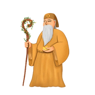 民国风复古老旧框年画土地公2023兔年卡通兔子舞狮兔子矢量元素设计