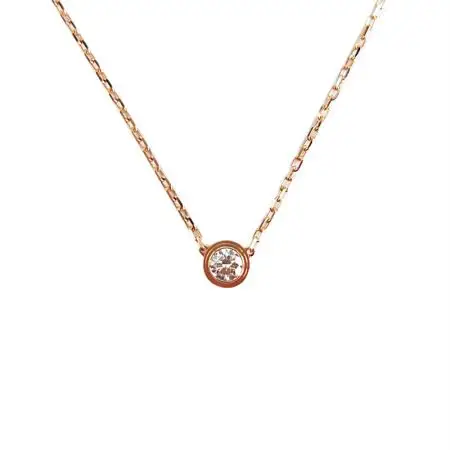 【二手95新】卡地亚 diamants legers 女士18k玫瑰金镶钻石吊坠项链b