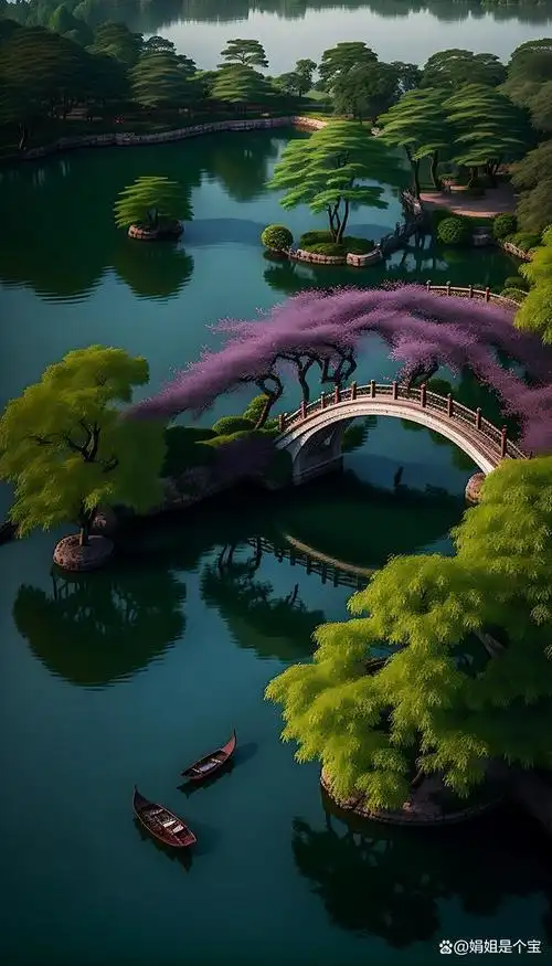 远山青翠欲滴,湖水碧波荡漾,花草树木点缀其间,构成了一幅美丽的画卷.